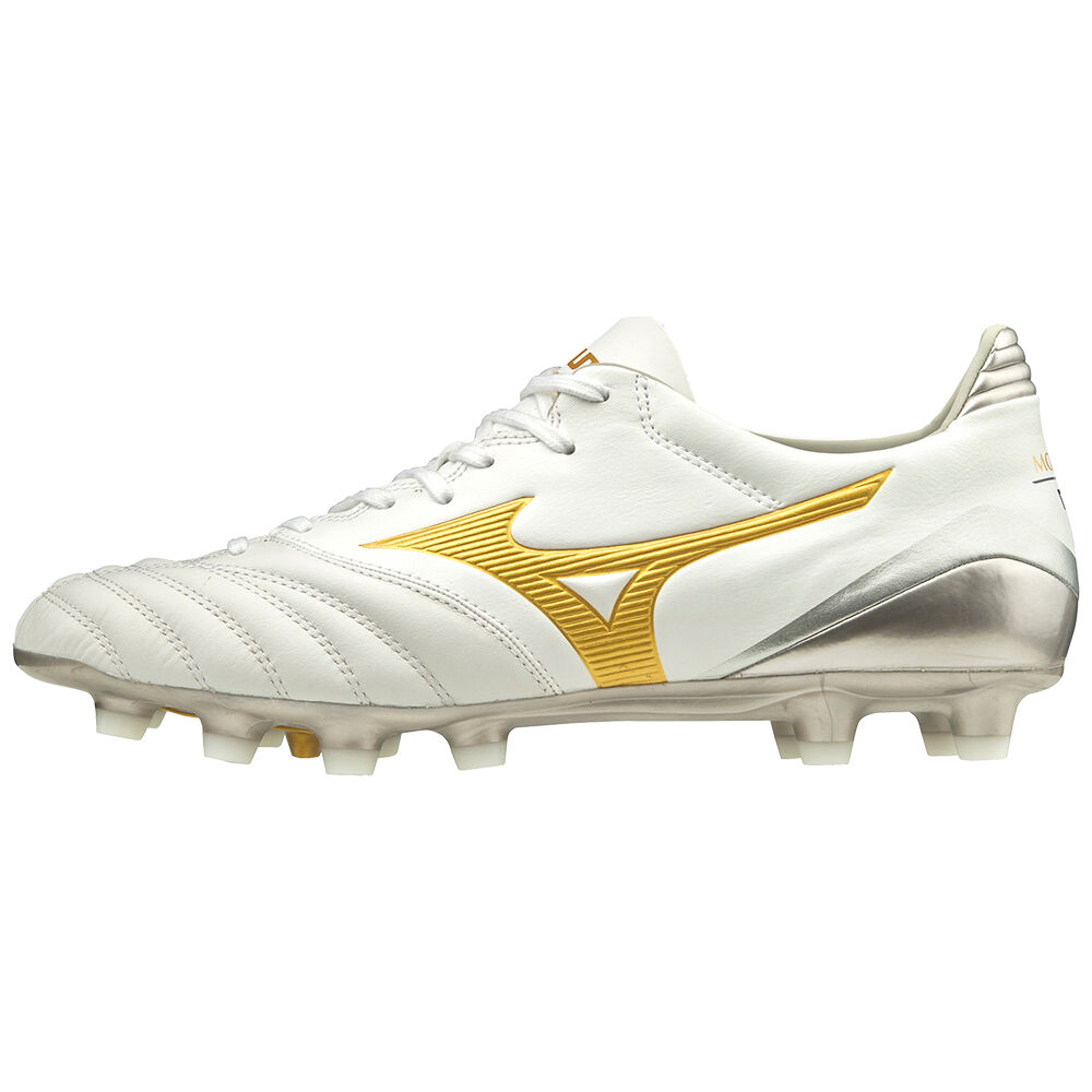 Chuteiras Mizuno Morelia Neo KL II - Homem - Branco/Douradas - NXECD6798